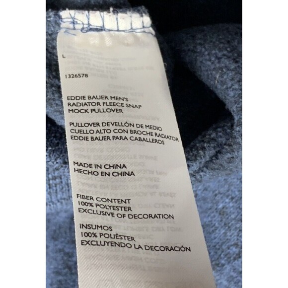 Eddie Bauer Sweater Adult Men Large Dark Blue Fleece Henley Pullover Snap Button - Picture 13 of 16